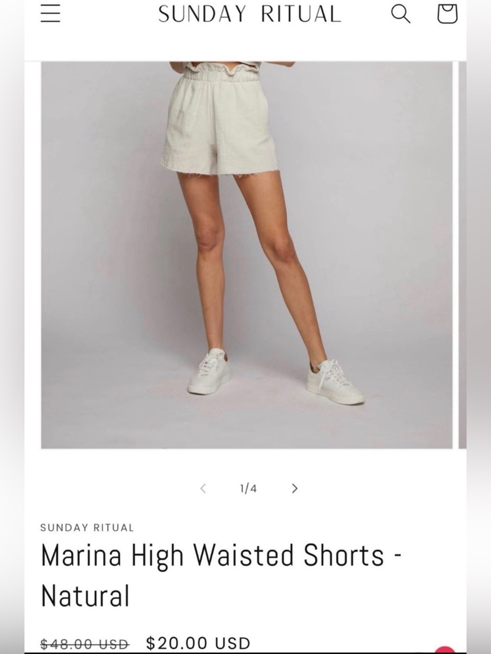 Sunday Ritual Cream Shorts Women Size Medium 0435